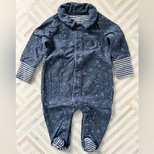 GAP Baby Blue Star Long Sleeve Footed One-piece, 0-3mo